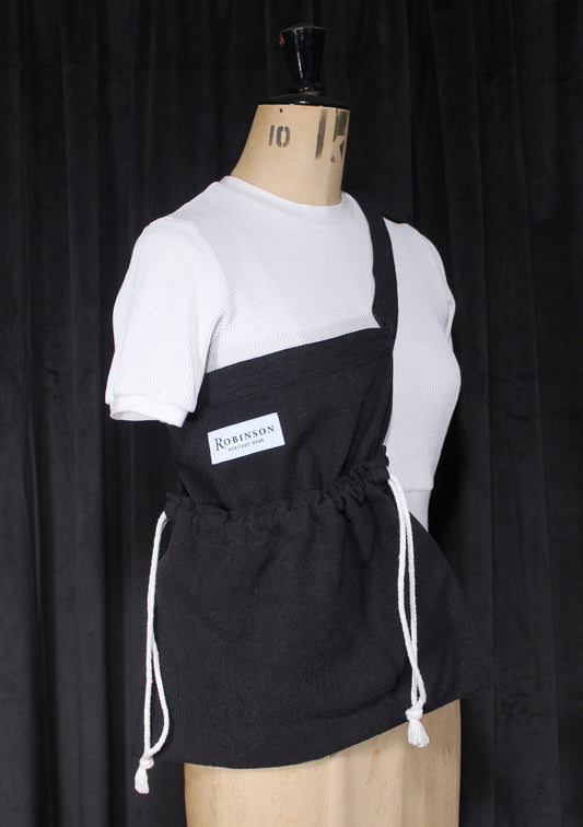 Black Ramie Apron Ditty Bag