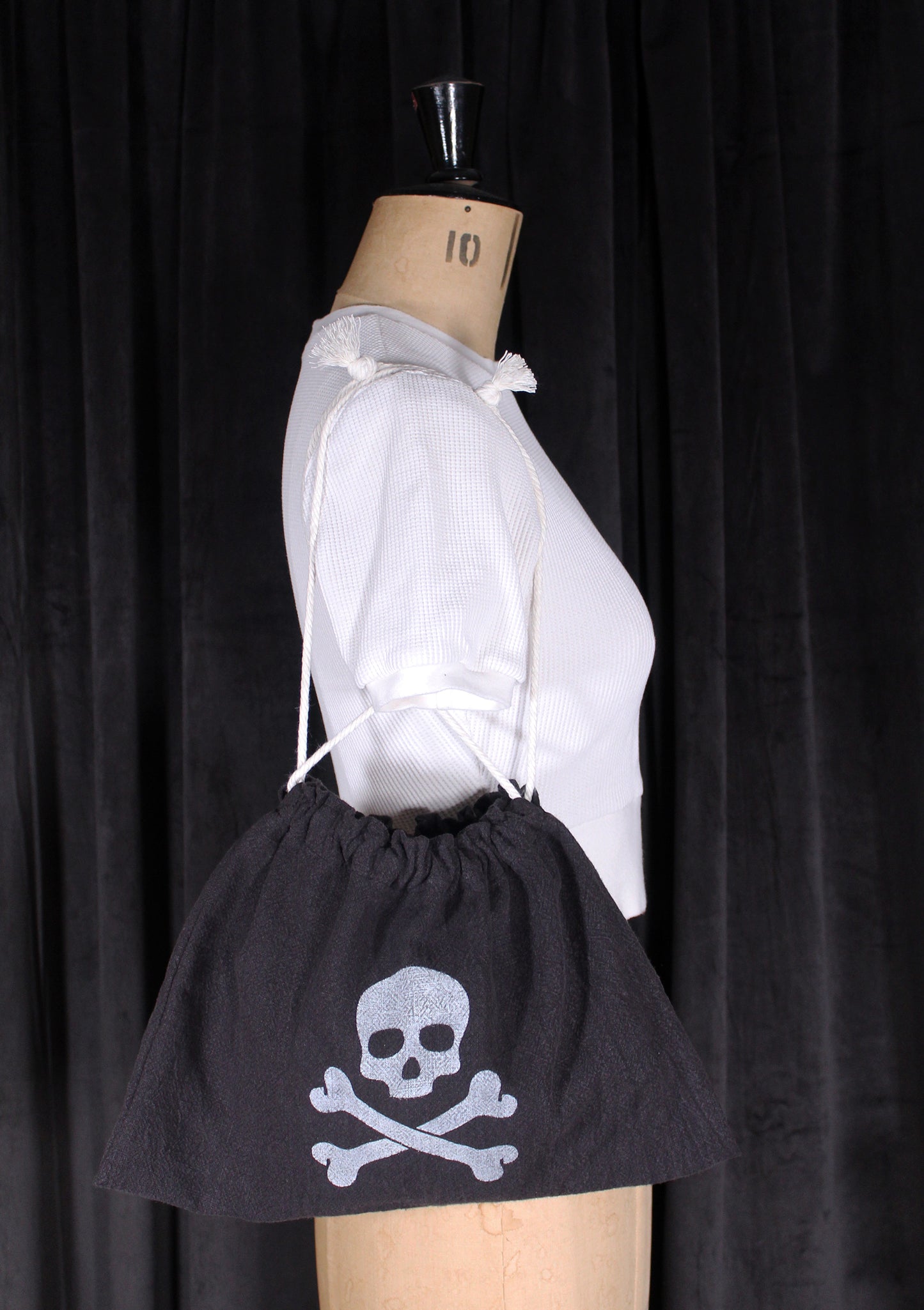 Distressed Skull & Crossbones Apron Ditty Bag