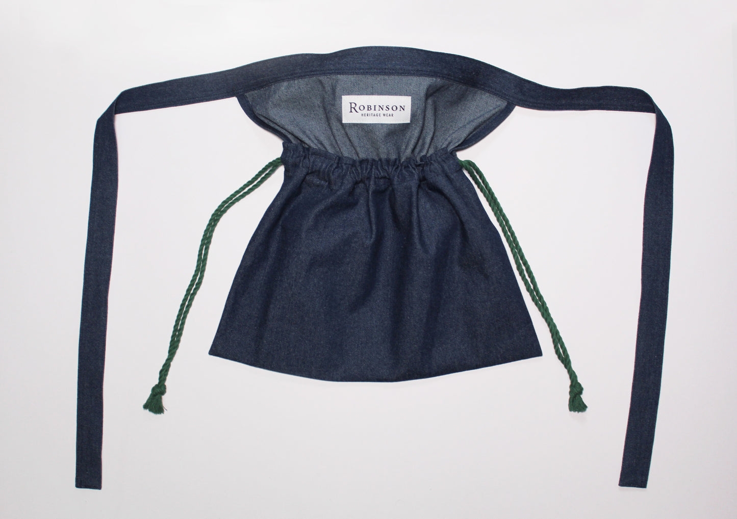 8oz Washed Denim Apron Ditty Bag (Green Drawstring)