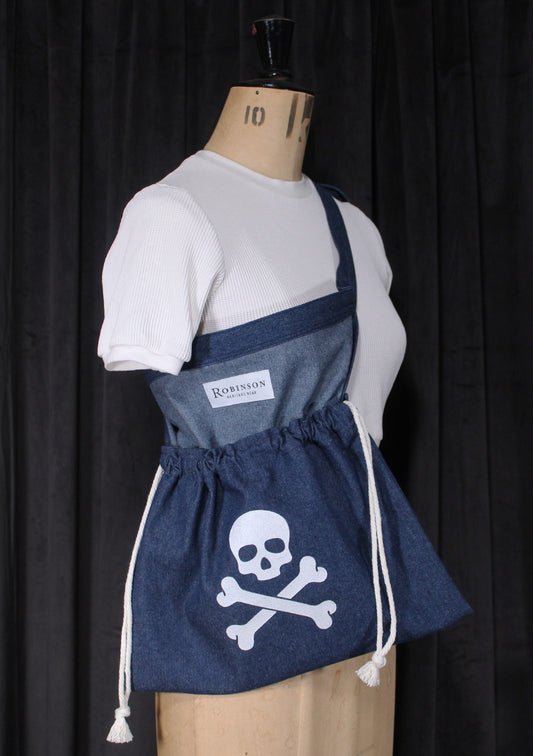 Skull & Crossbones 8oz Washed Denim Apron Ditty Bag
