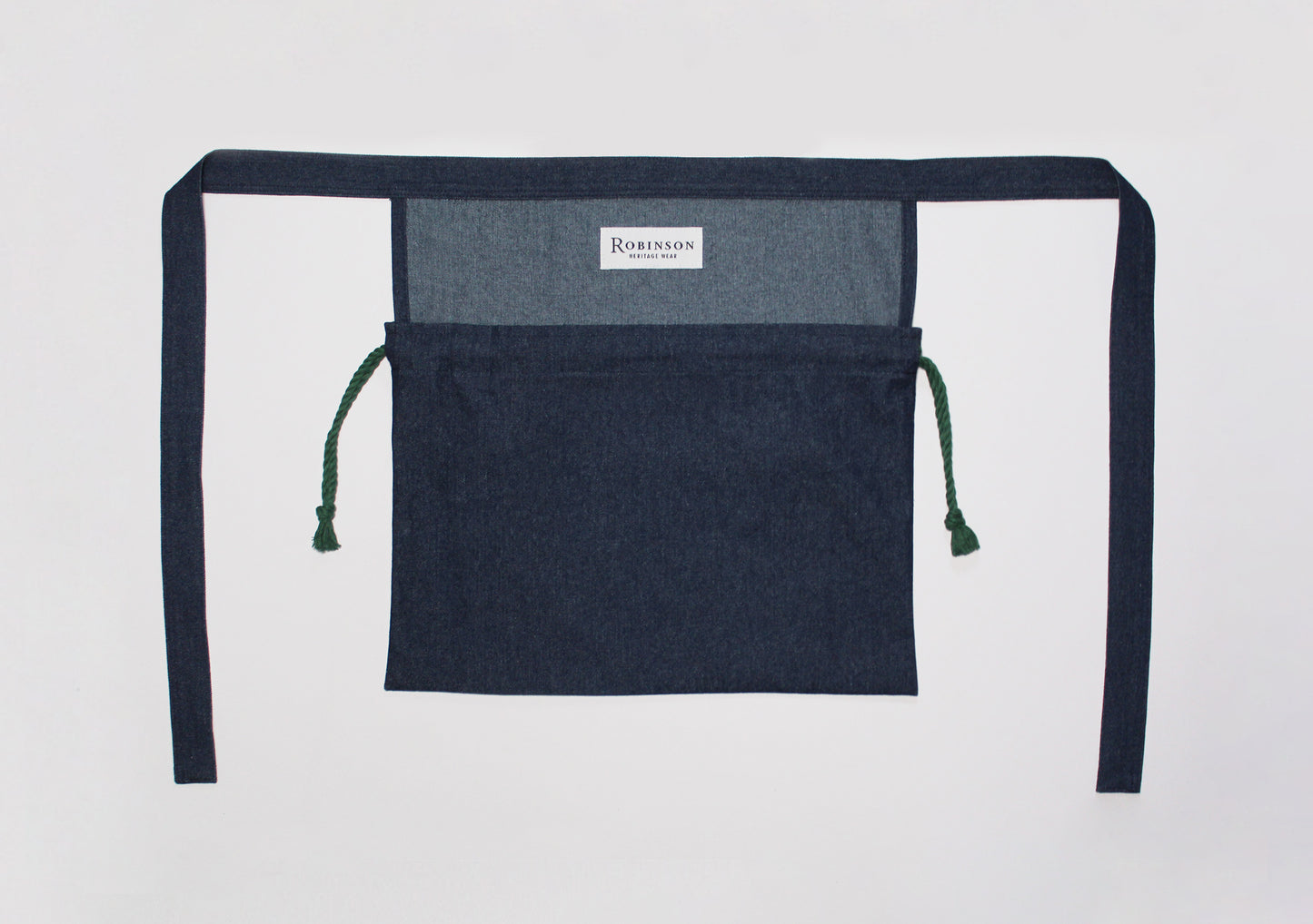 8oz Washed Denim Apron Ditty Bag (Green Drawstring)