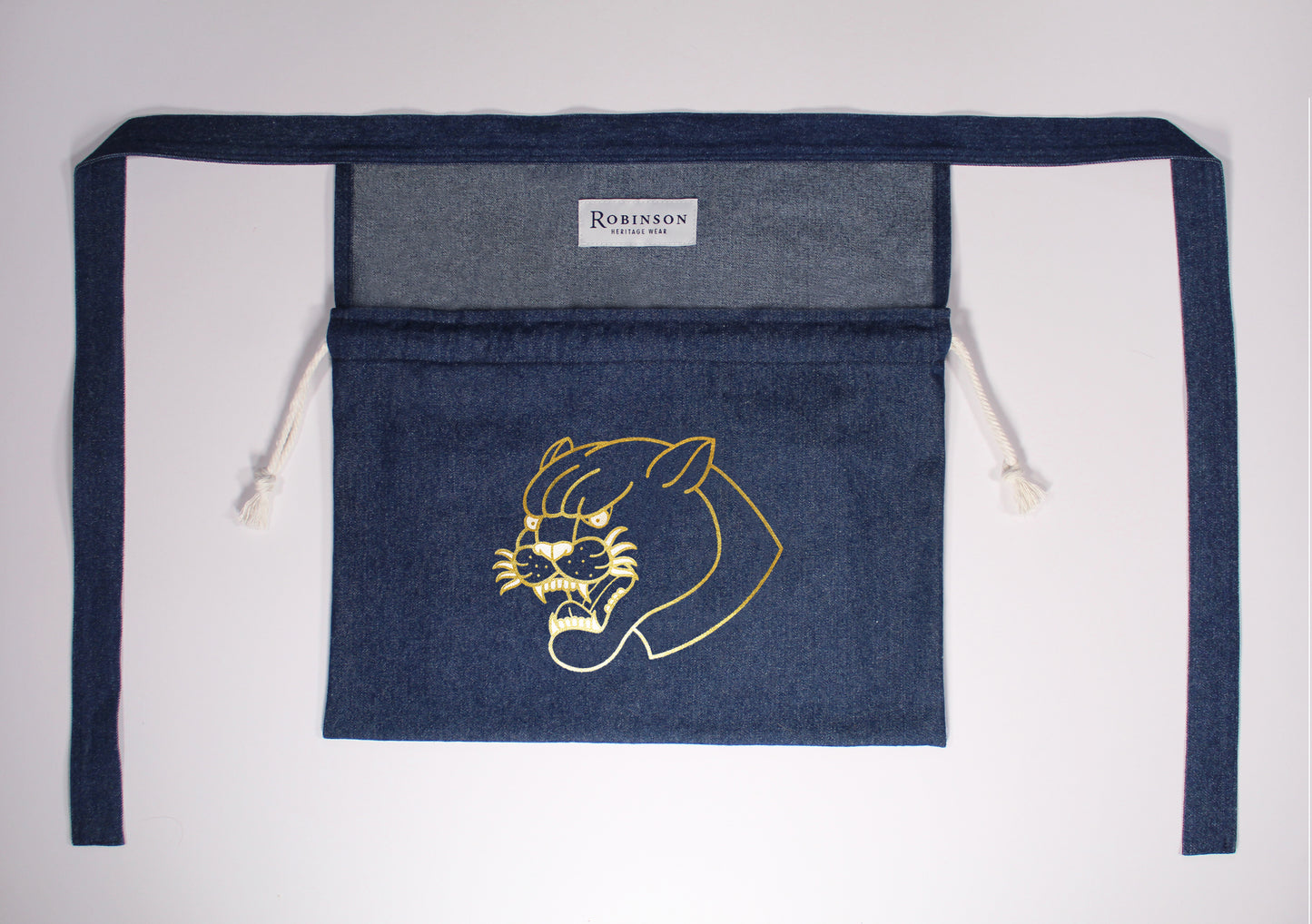 Panther Head 8oz Washed Denim Apron Ditty Bag