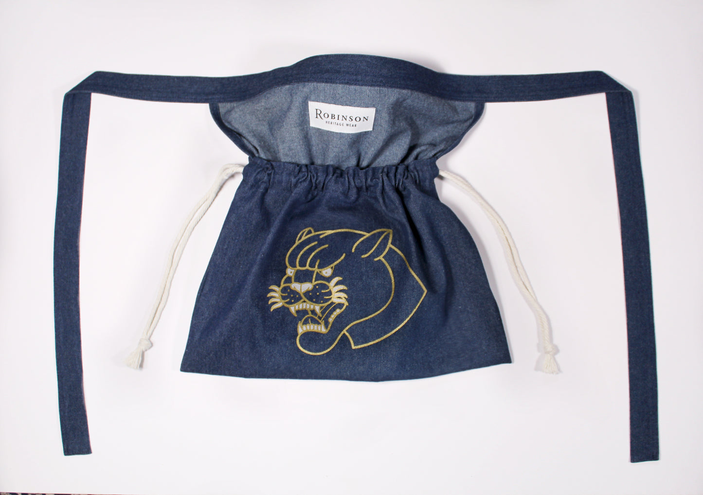Panther Head 8oz Washed Denim Apron Ditty Bag
