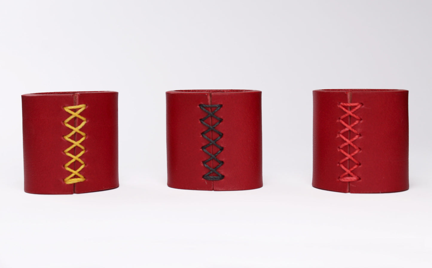 Handcrafted Red Leather Scarf Slide