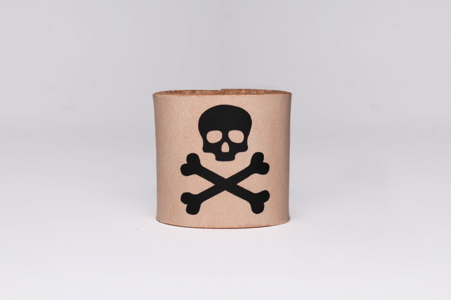 Handcrafted Skull and Crossbones Leather Scarf Slide