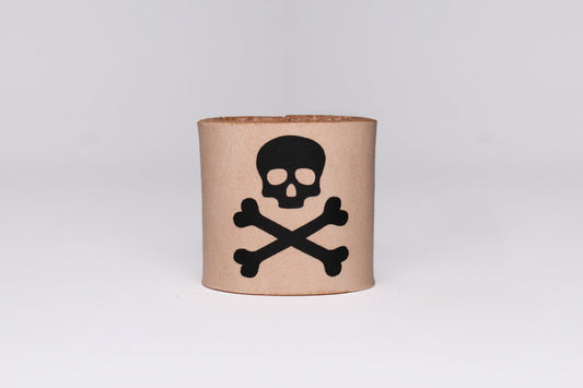 Handcrafted Skull and Crossbones Leather Scarf Slide