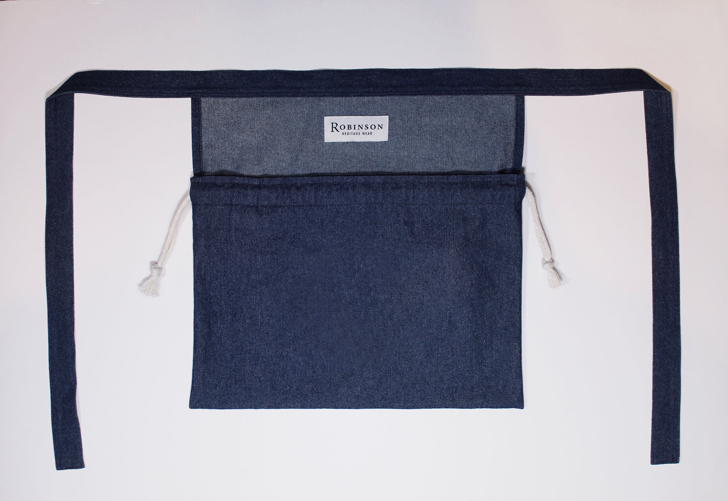 8oz Washed Denim Apron Ditty Bag (White Drawstring)