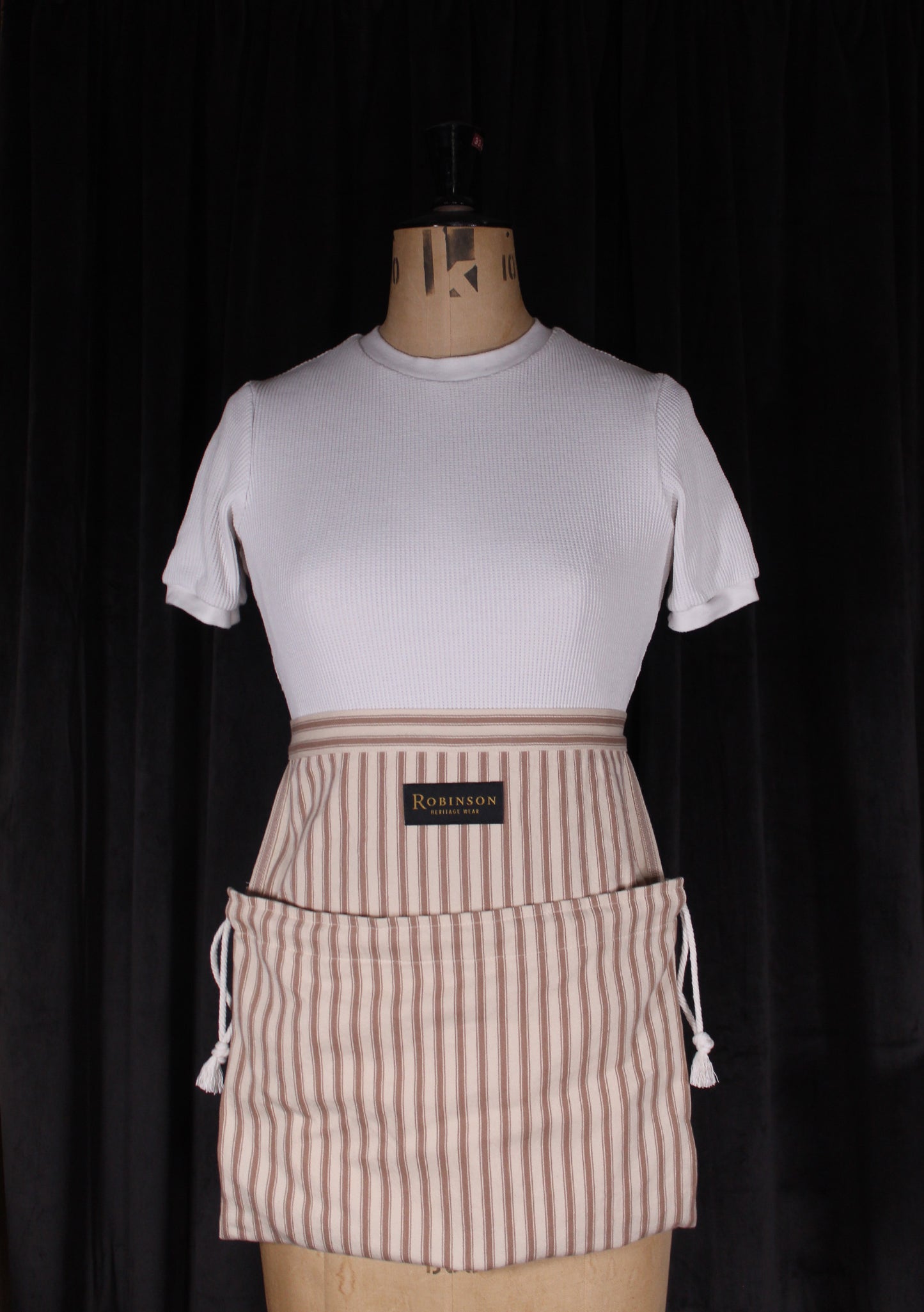 Ticking Stripe Apron Ditty Bag