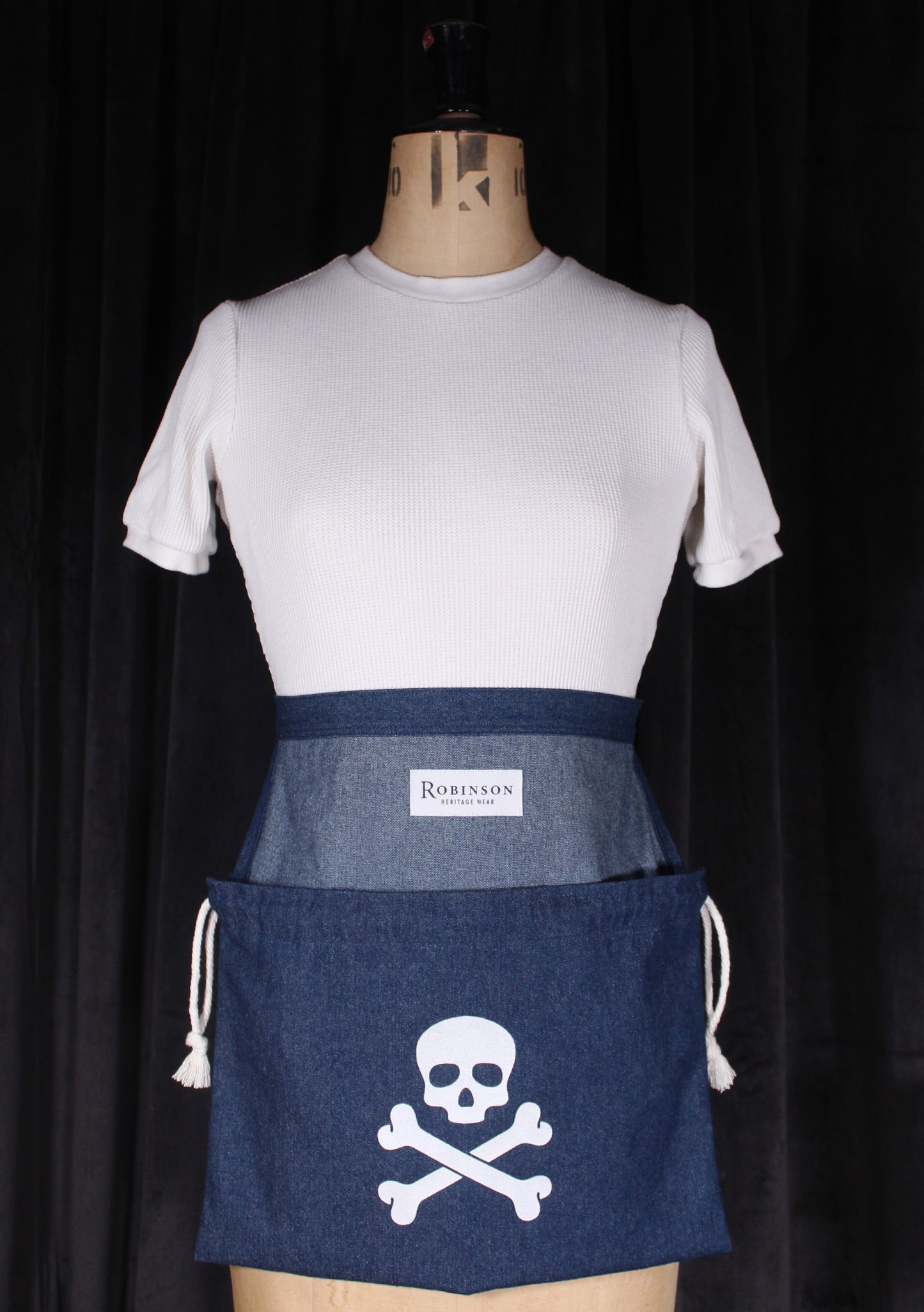 Skull & Crossbones 8oz Washed Denim Apron Ditty Bag