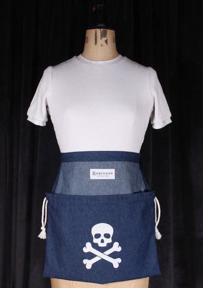 Skull & Crossbones 8oz Washed Denim Apron Ditty Bag