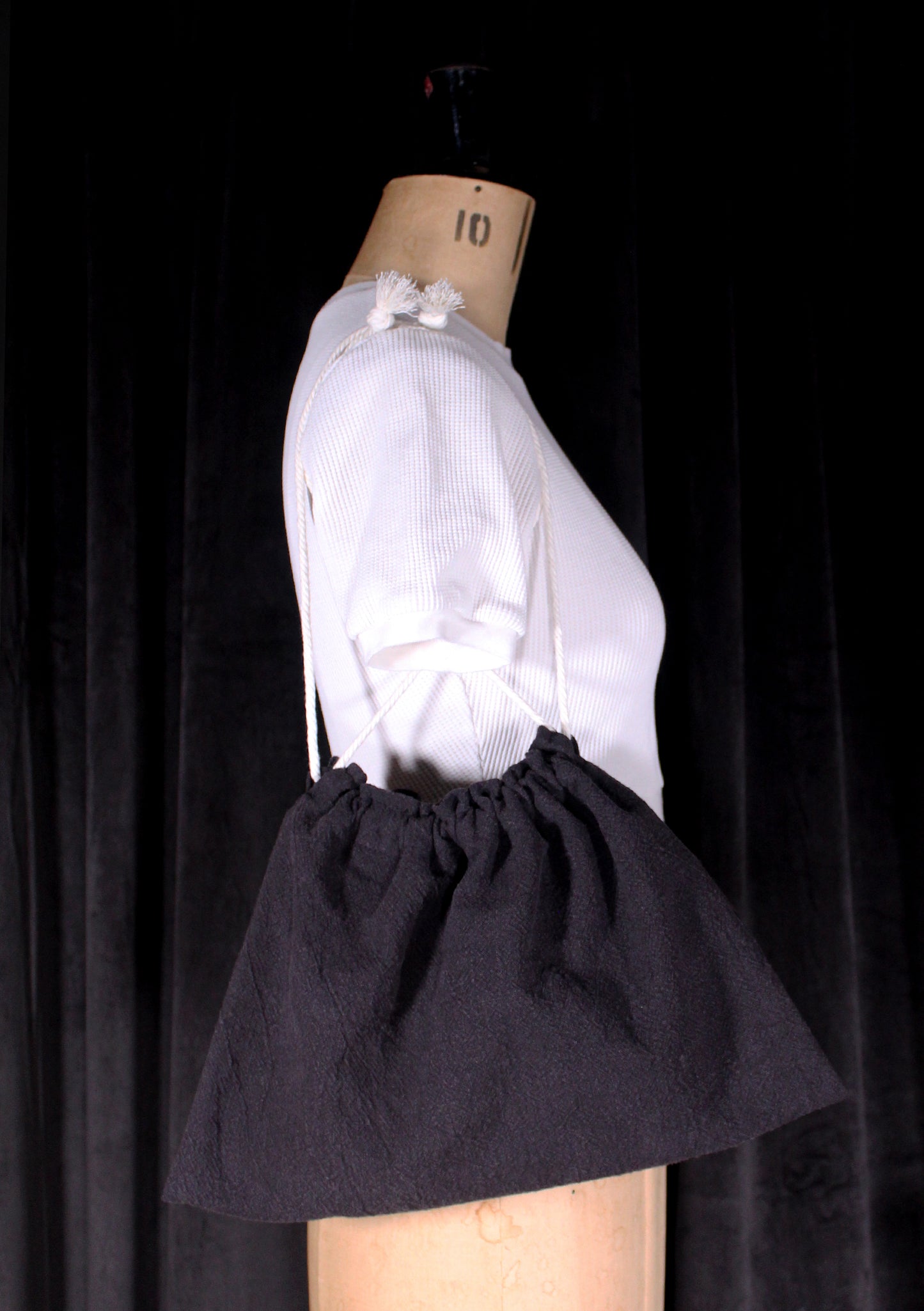 Black Ramie Apron Ditty Bag