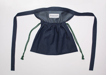 8oz Washed Denim Apron Ditty Bag (Green Drawstring)