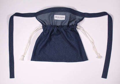 8oz Washed Denim Apron Ditty Bag (White Drawstring)