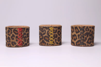 Handcrafted Leopard Print Leather Scarf Slide