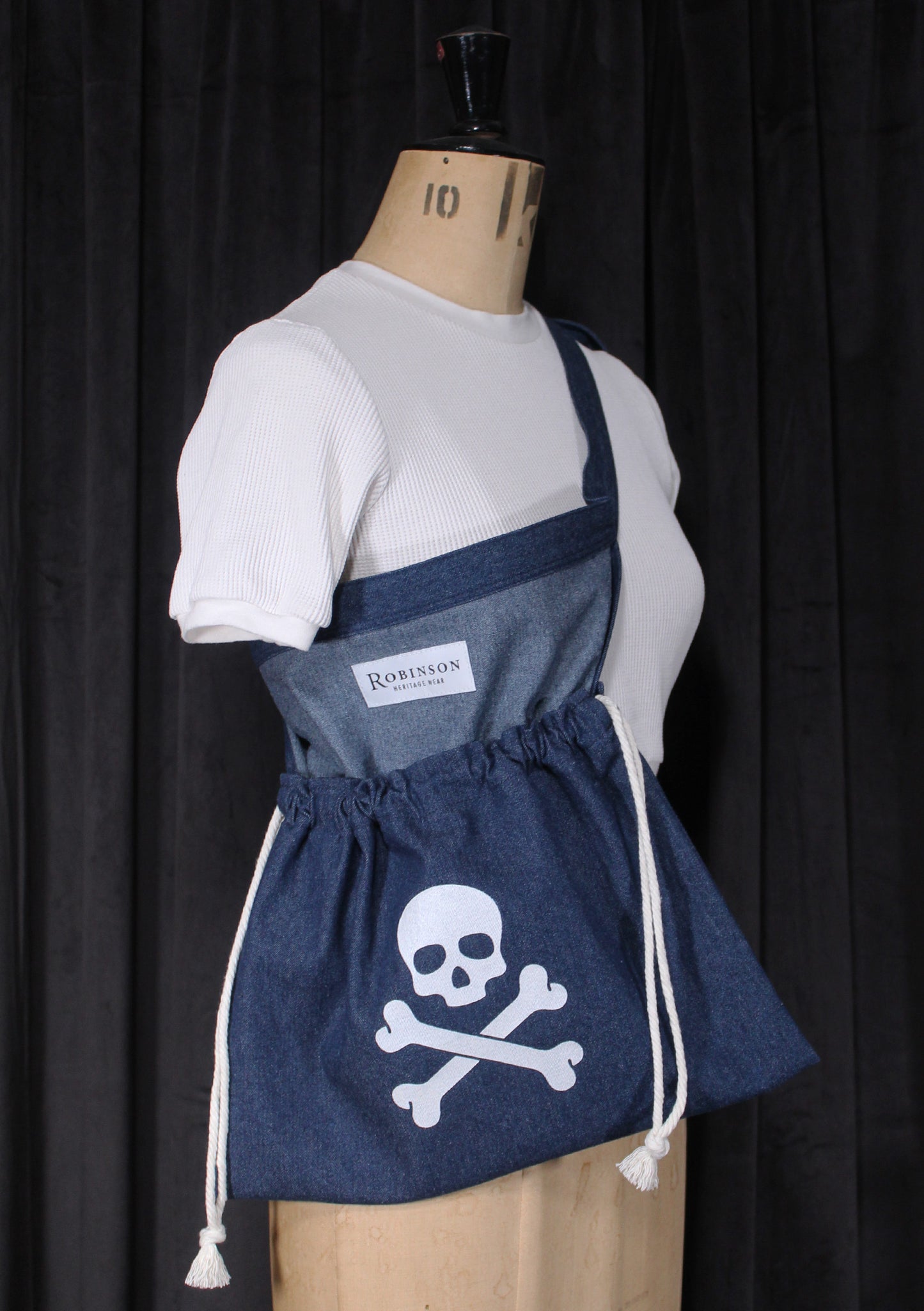 Skull & Crossbones 8oz Washed Denim Apron Ditty Bag
