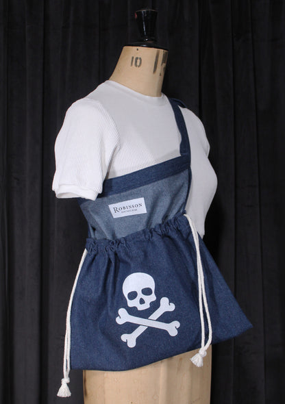 Skull & Crossbones 8oz Washed Denim Apron Ditty Bag