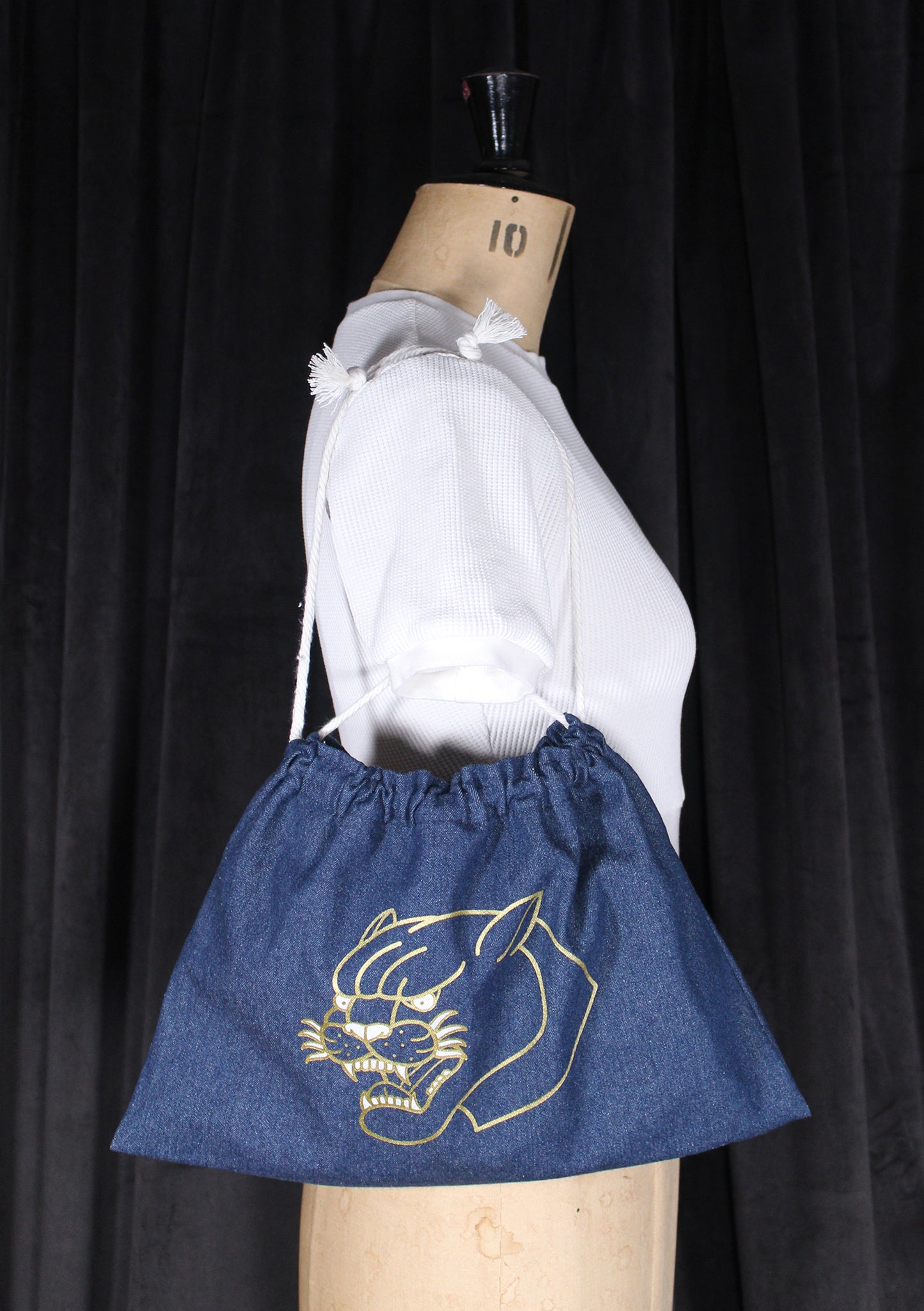 Panther Head 8oz Washed Denim Apron Ditty Bag