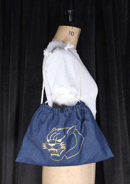 Panther Head 8oz Washed Denim Apron Ditty Bag