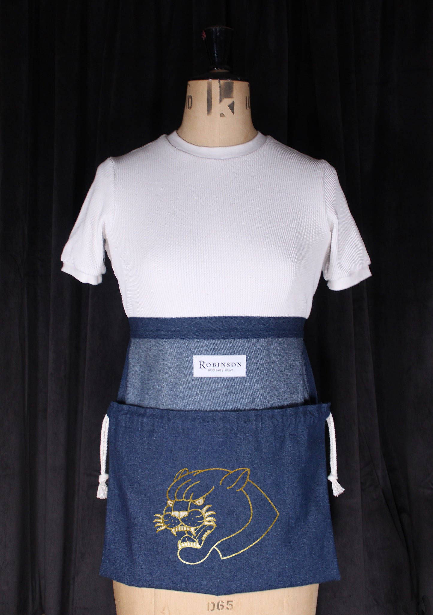 Panther Head 8oz Washed Denim Apron Ditty Bag