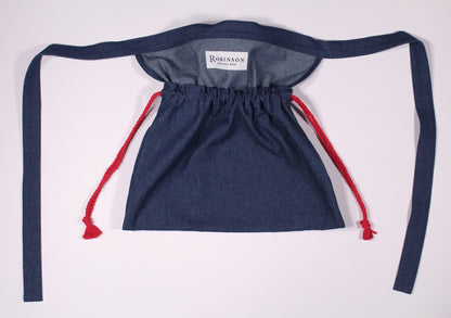 8oz Washed Denim Apron Ditty Bag (Red Drawstring)