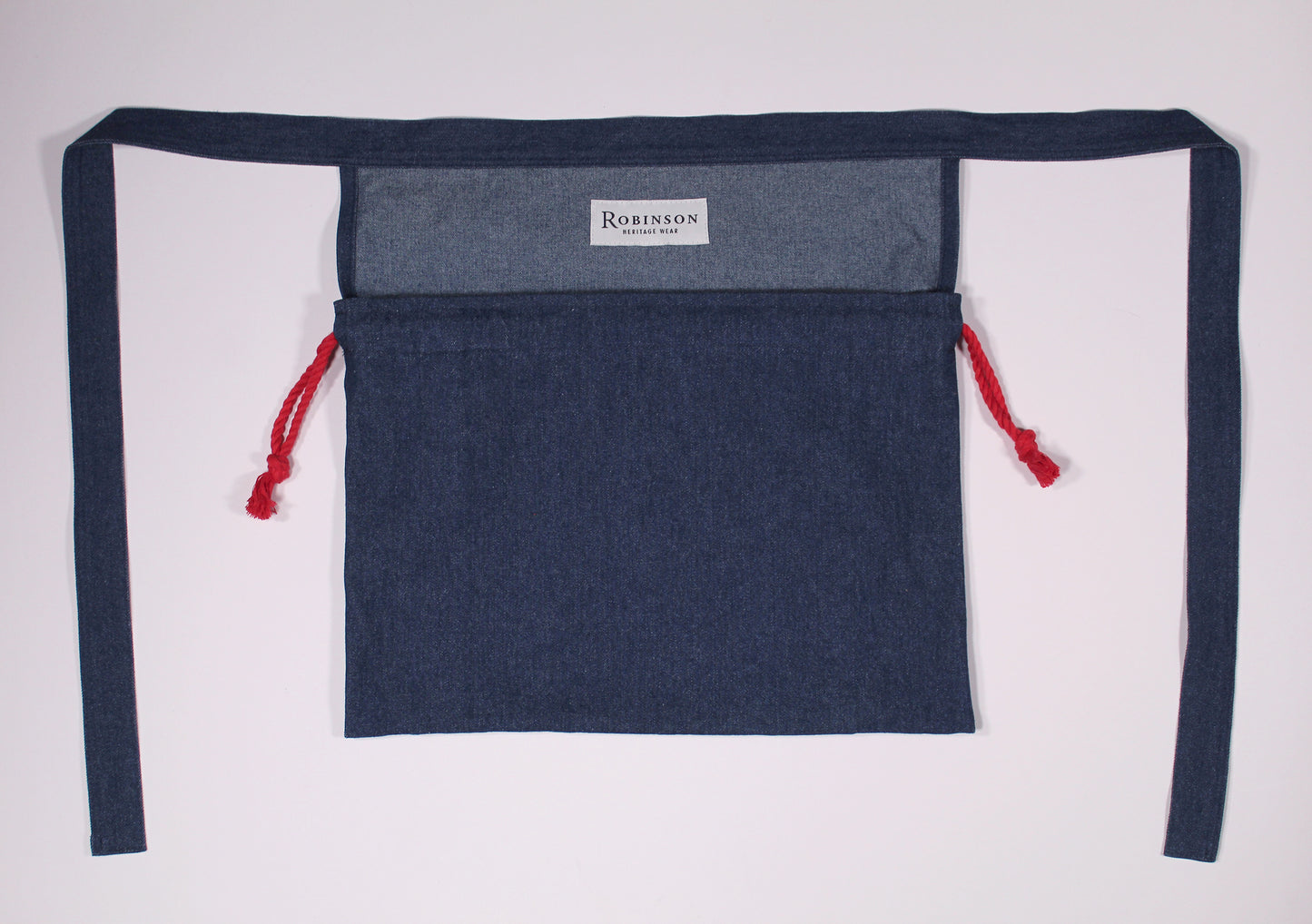 8oz Washed Denim Apron Ditty Bag (Red Drawstring)