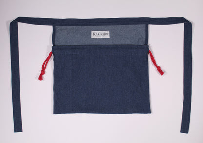 8oz Washed Denim Apron Ditty Bag (Red Drawstring)