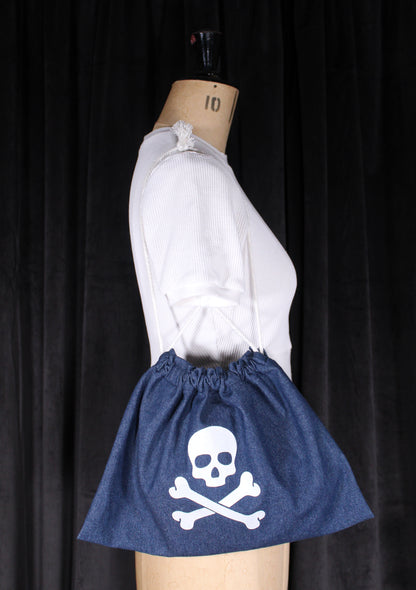 Skull & Crossbones 8oz Washed Denim Apron Ditty Bag