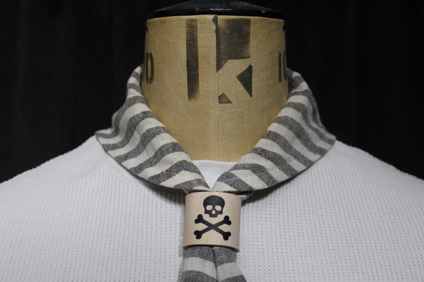 Handcrafted Skull and Crossbones Leather Scarf Slide