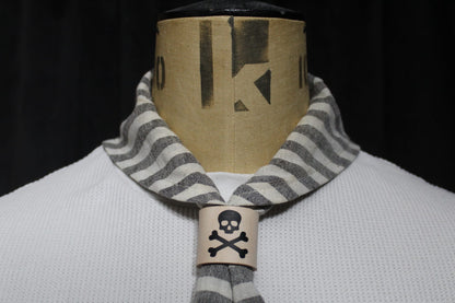 Handcrafted Skull and Crossbones Leather Scarf Slide