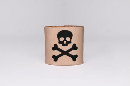 Handcrafted Skull and Crossbones Leather Scarf Slide